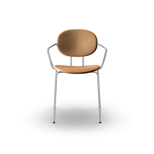 Sibast Furniture Piet Hein Spisestol Krom med Armlener Cognac Skinn