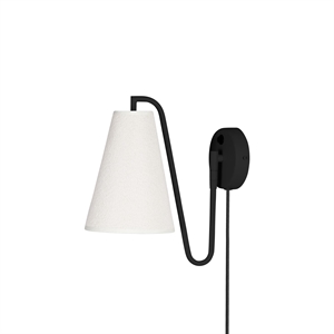 Globen Lighting Lou Vegglampe Bouclé Hvit/ Sort