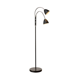 Halo Design Gulvlampe med 2 Armer , Sort Krom