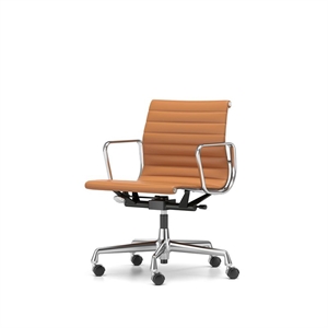 Vitra EA 118 Kontorstol med Sving-/armlen-/vippemekanisme i Konjakkskinn/ Krom