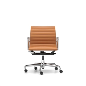Vitra EA 118 Kontorstol med Sving-/armlen-/vippemekanisme i Konjakkfarget L50 Premium Skinn/ Krom