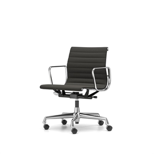 Vitra EA118 Kontorstol med Sving-/armlen-/vippemekanisme Sort Skinn/ Krom