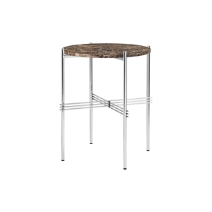 GUBI TS Sidebord Rundt Ø40 Polert Stål/brun Emperador Marmor