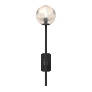 Astro Tacoma Single Grande Vegglampe Matt Sort & Grooved Skjerm Transparent