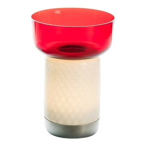 Artemide Bontá Bærbar Bordlampe Rød med Glassskål
