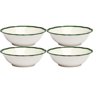 Decotique Fleur Skål 15 cm Sett med 4 Hvit/ Mørkegrønn