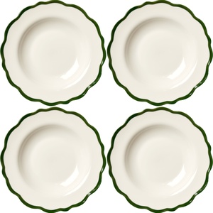 Decotique Fleur Skål 23 cm Sett med 4 Hvit/ Mørkegrønn