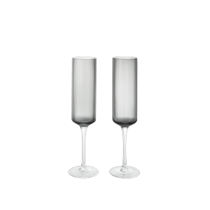 Ferm Living Ripple Champagne 15cl Sett med 2 Røkt Grå