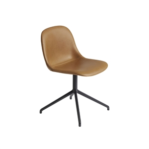 Muuto Fiber Spisestol med Svingbar Base Skinntrukket Konjakk/ Sort