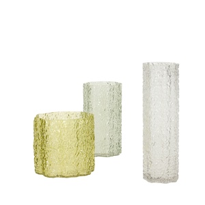 Hübsch Trippelvasesett med 3 Klar/ Mørkegrønn/ Lysegrønn