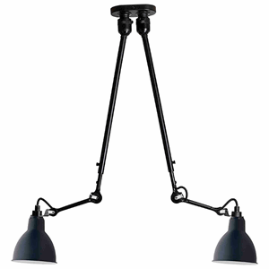 Lampe Gras N302 Taklampe Double Matt Sort & Matt Blå
