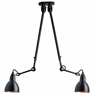 Lampe Gras N302 Taklampe Double Matt Sort & Matt Sort & Kobber