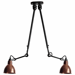 Lampe Gras N302 Taklampe Double Matt Sort & Rå Kobber