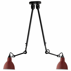 Lampe Gras N302 Taklampe Double Matt Sort & Matt Rød