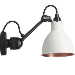 Lampe Gras N304 Vegglampe Matt Sort & Hvit/Kobber Hardwired