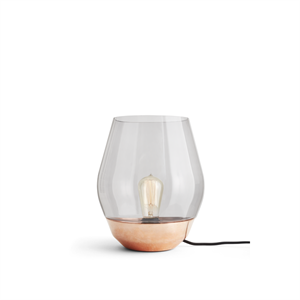 NEW WORKS Bowl Bordlampe Rå Kobber m. Røkt Glassskjerm