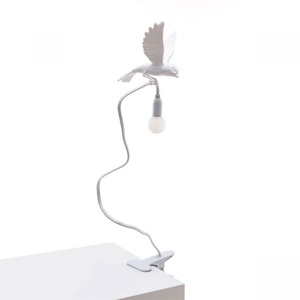 Seletti Sparrow Landing Bordlampe Med Klemme Hvit