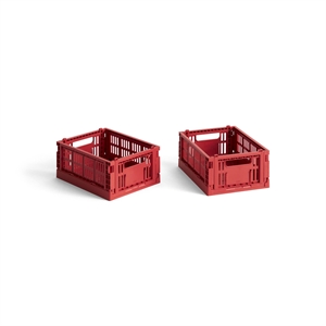 HAY Colour Crate oppbevaringsboks minisett med 2 Rød
