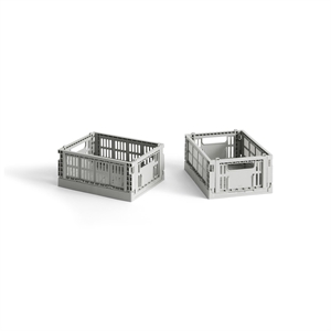 HAY Colour Crate oppbevaringsboks minisett med 2 Lysegrå