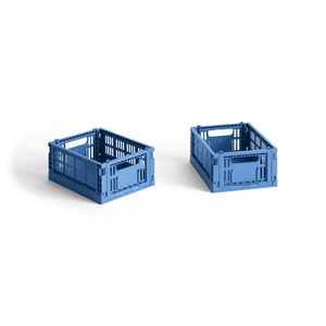 HAY Colour Crate oppbevaringsboks minisett med 2 elektrisk blå