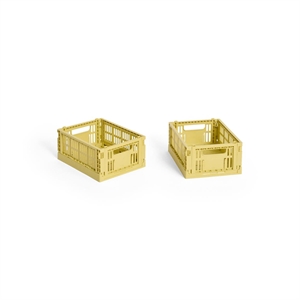 HAY Colour Crate Oppbevaringsboks Minisett med 2 Støvete Gul