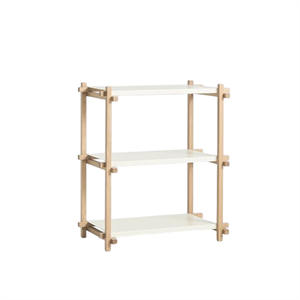 HAY Woody Shelving 2.0 Bokhylle Liten Mandel Hvit/Stål