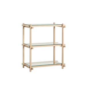 HAY Woody Shelving 2.0 Bokhylle Liten Mandel Hvit/Glass