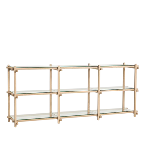 HAY Woody Shelving 2.0 Hylleenhet Lav Mandel Hvit/glass