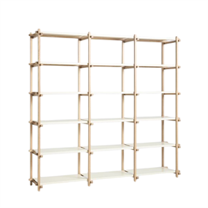 HAY Woody Shelving 2.0 Bokhylle Stor Mandel Hvit/Stål