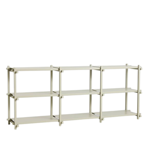 HAY Woody Shelving 2.0 Hylleenhet Lav Røykgrå/stål