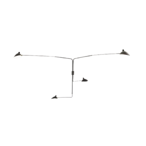 Serge Mouille 4 Roterende Vegglampe med Rette Armer , Sort