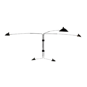 Serge Mouille 5 Roterende Vegglampe med Rette Armer , Sort