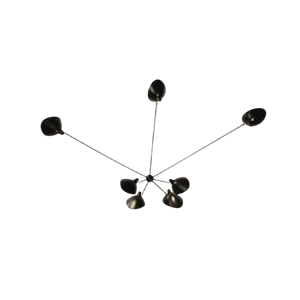 Serge Mouille Spider 7 Vegglampe med Faste Armer , Sort