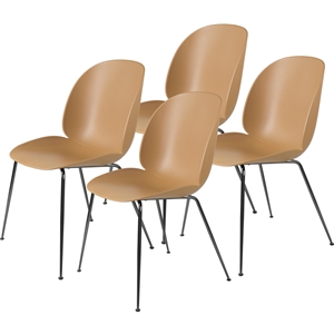 GUBI Beetle Spisestol Konisk Base/ Sort Krom/ Amber 4 Brun .