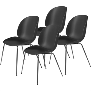 GUBI Beetle Spisestol Konisk Base/ Sort Krom/ Sort 4 Stk.