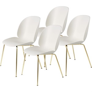 GUBI Beetle Spisestol Konisk Base/ Messing Matt/ Hvit 4 Deler.