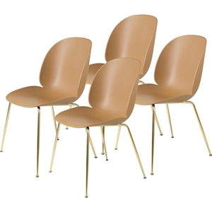 GUBI Beetle Spisestol Konisk Base/ Messing Matt/ Amber 4 Deler .
