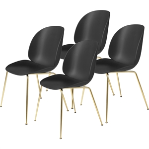 GUBI Beetle Spisestol Konisk Base/ Messing Matt/ Sort 4 Stk.