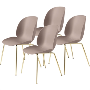 GUBI Beetle Spisestol Konisk Base/ Messing Matt/ Søt Rosa 4 Stk.