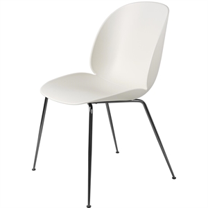 GUBI Beetle Spisestol Konisk Base Sort Krom/ Alabaster Hvit