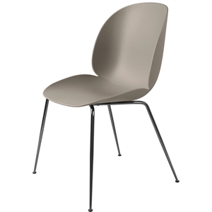 GUBI Beetle Spisestol Konisk Base Sort Krom/ Ny Beige