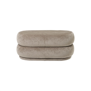 Ferm Living Oval Puff Falmet Fløyel Beige