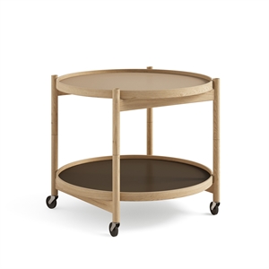 Brødre. Krüger Bølling Brettbord Ø50 Bøketre Oljet med Tallerkener i Beige/ Brun
