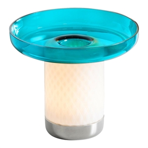 Artemide Bontá Bærbar Bordlampe Turkis med Glassfat