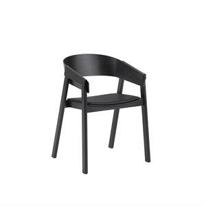 Muuto Trekk Spisestol med Armlener Skinntrukket Sort