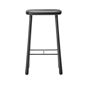 Furniture Copenhagen Cuba Barkrakk 77 cm Svartlakkert Eik/ Sort Skinn
