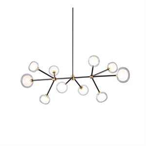 TOOY Nabila 552.10L Lysekrone Sort/ Børstet Messing/ Klar Glass
