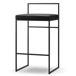 Department Barkrakk med Ryggstøtte 80 cm Sort/ Sort Skinn