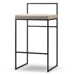 Department Barkrakk med Ryggstøtte 80 cm Sort/ Beige Fløyel