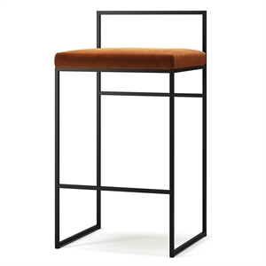 Department Barkrakk med Ryggstøtte 80 cm Sort/ Kobber Velour